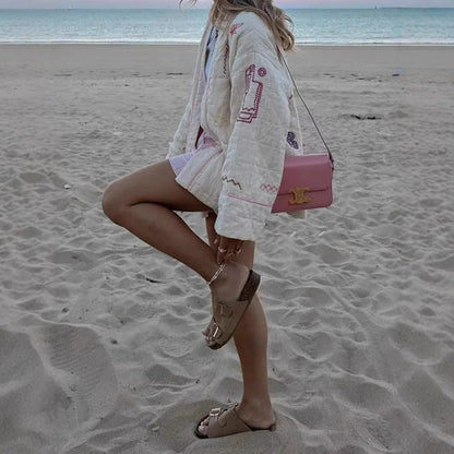 Women's casual kimono jacket with unique embroidery NOVAE