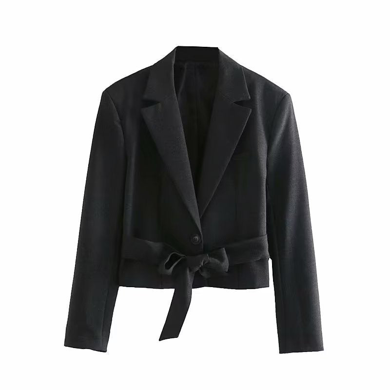 Women's fashionable short jacket with an elegant cut and practical details NOVAE