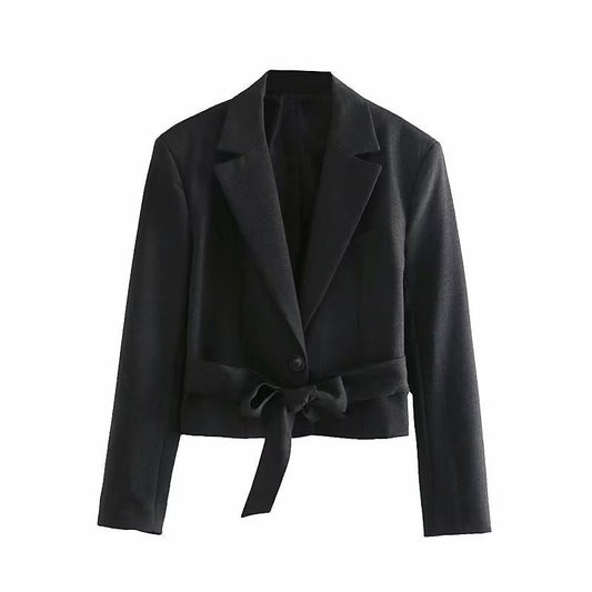 Women's fashionable short jacket with an elegant cut and practical details NOVAE