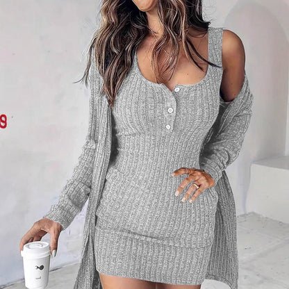 Women's knitted dress with open jacket NOVAE