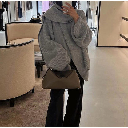 Women's Loose Cardigan with Soft Scarf NOVAE