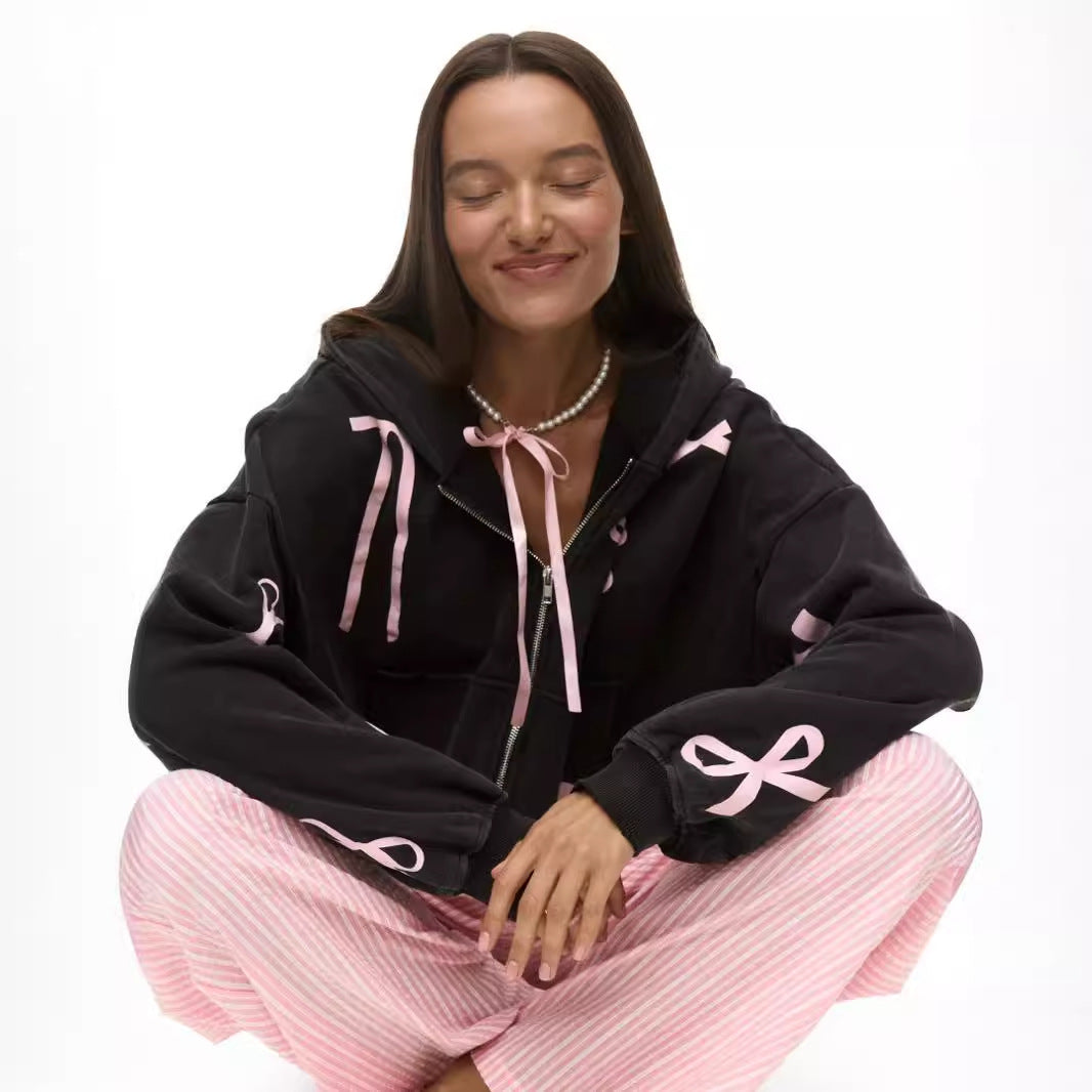 Women's Oversized Hooded Jacket with Eye-Catching Ribbon Design NOVAE