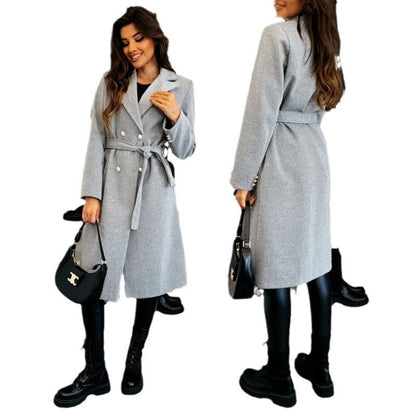 Women's Elegant Trench Coat with Asymmetrical Cut and Belt NOVAE