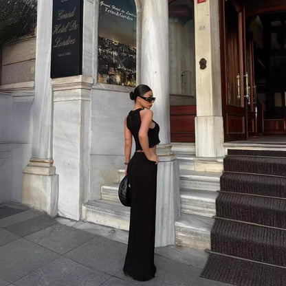 Women's two-piece outfit with elegant knit pattern NOVAE