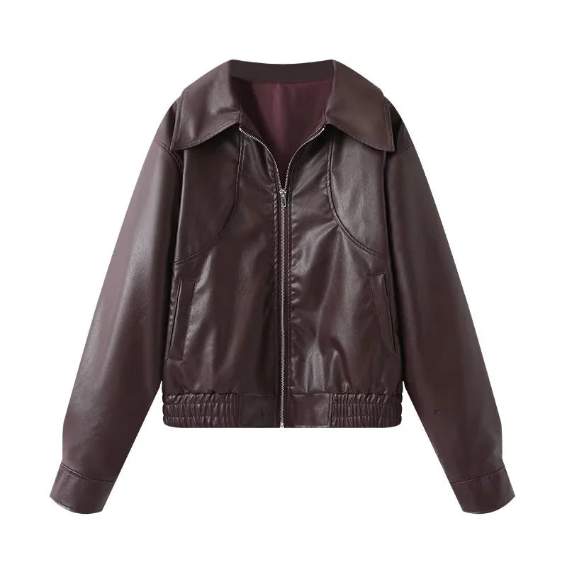 Women's faux leather blouson jacket with a wide cut and casual details NOVAE