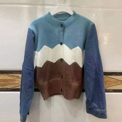 Women's trendy cardigan with modern color accents NOVAE