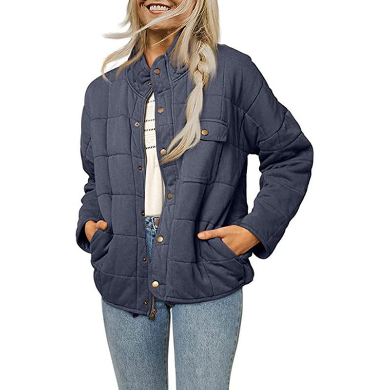 Women's quilted jacket with decorative button NOVAE