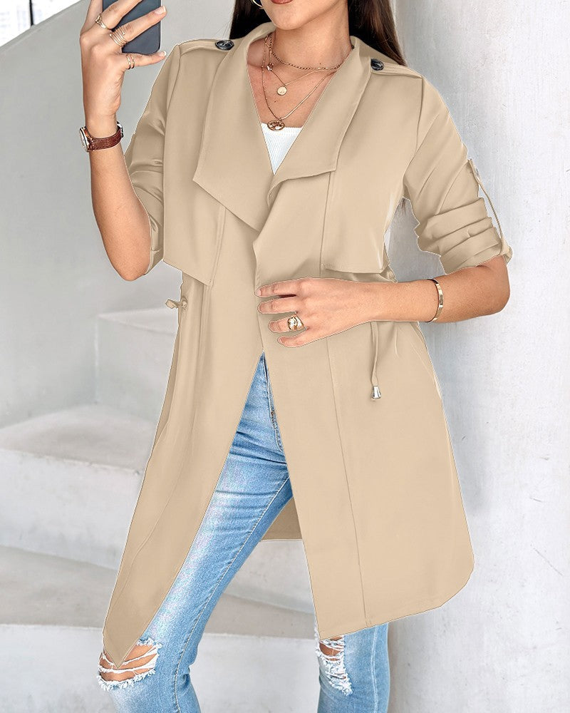 Women's fashionable trench coat jacket with deep V-neck and practical pockets NOVAE