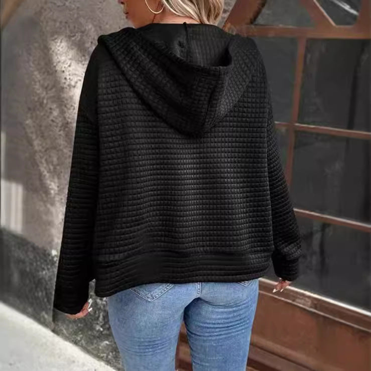 Women's lined hooded jacket with zipper and structured design NOVAE