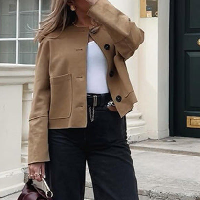 Women's fashionable jacket in a minimalist cut with practical pockets NOVAE