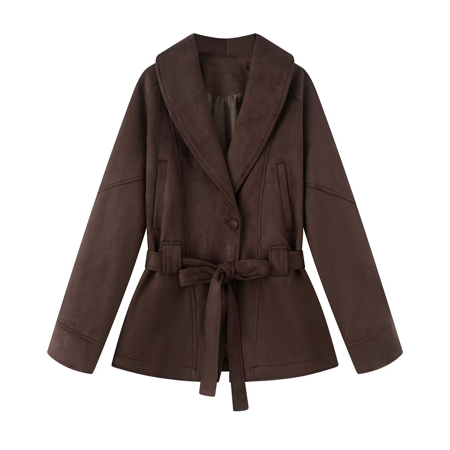Women's elegant soft blazer-style jacket with waist belt NOVAE