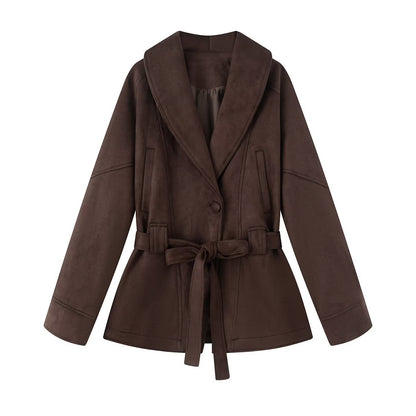 Women's elegant soft blazer-style jacket with waist belt NOVAE