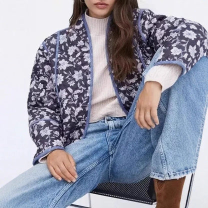 Women's patterned quilted jacket with elegant cut and decorative details NOVAE