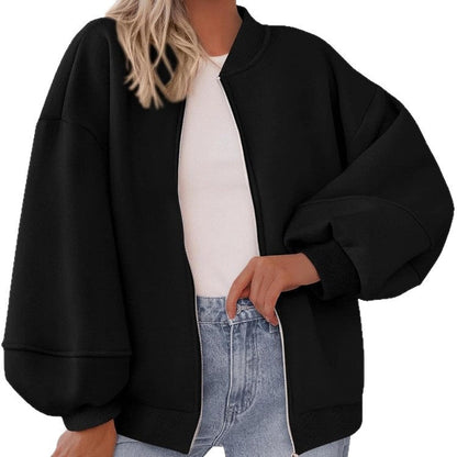 Women's Oversized Bomber Jacket with Zipper and Elastic Cuffs NOVAE