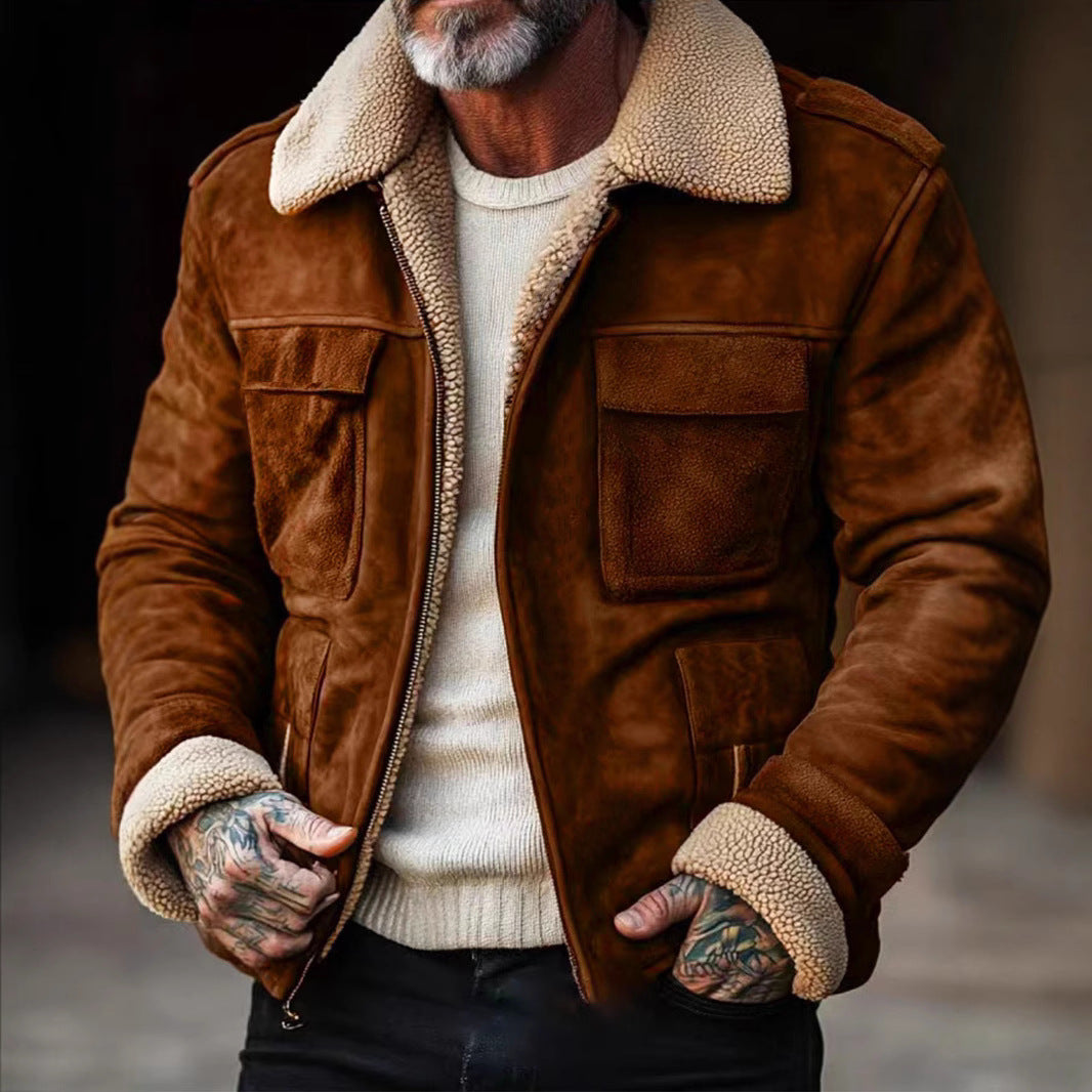 Men's stylish leather jacket with warm lining NOVAE