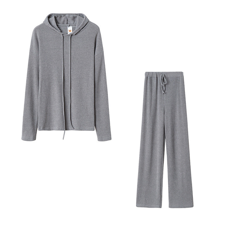 Women's Relaxed Fit Sweater Set with Hood and Wide-Leg Trousers NOVAE
